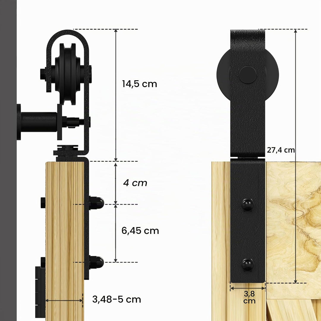 QINAIXQM 76,2 cm / 2,5 FT Bi-Faltschiebetür-Hardware-Kit Schrankschienenrollenzubehör anwendbar für