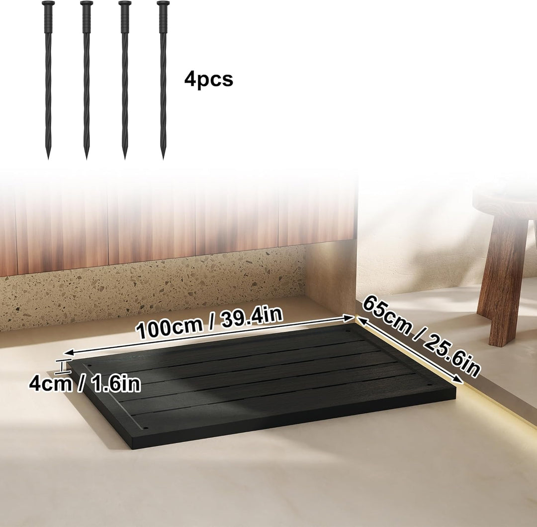 UISEBRT Bodenelement für Solardusche, Anti Rutsch, 105 x 63 x 5,5 cm, Outdoor Bodenplatte aus WPC fü
