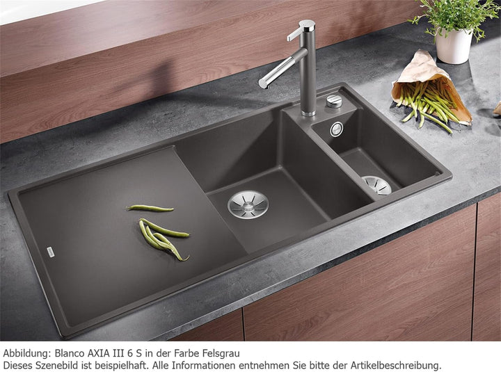 BLANCO AXIA III 6 S | SILGRANIT anthrazit | Einbauart: Einbau von Oben | Hauptbecken rechts | mit Ho