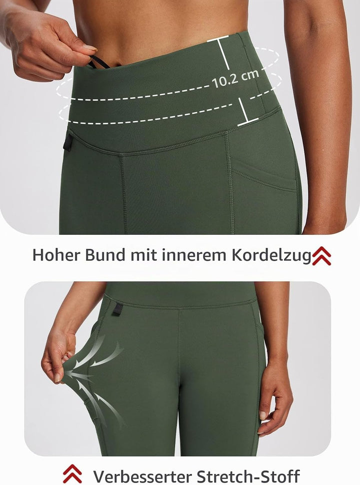 baleaf Damen Fleece gefütterte Leggings Wasserabweisend Hohe Taille Wanderleggings Thermo Leggings F