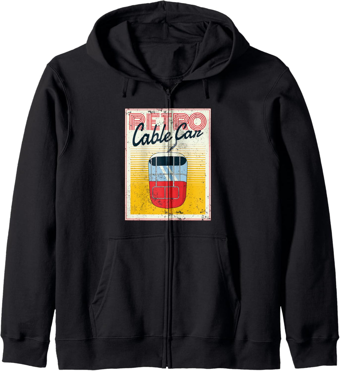 Schifahren Design mit alter retro Ski Gondel für Skifahrer Kapuzenjacke