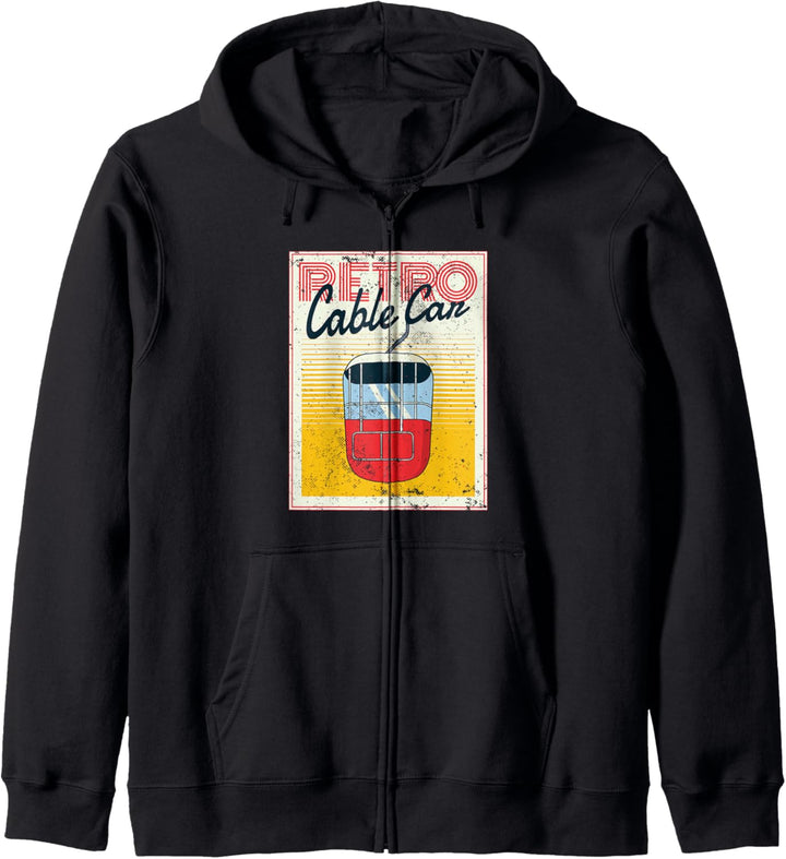 Schifahren Design mit alter retro Ski Gondel für Skifahrer Kapuzenjacke