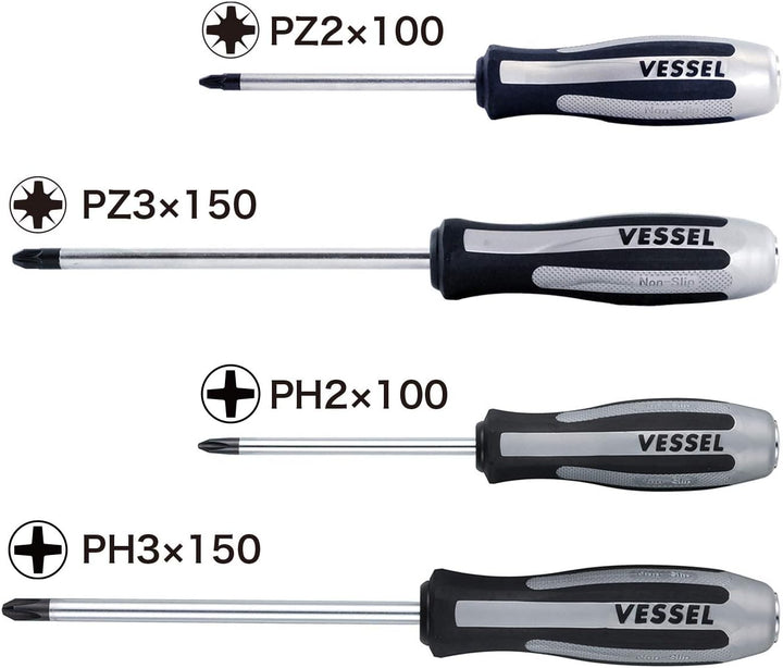 Vessel Schlagschrauber Set 4 teilig MEGADORA IMPACTA PH2, PH3, PZ2, PZ3