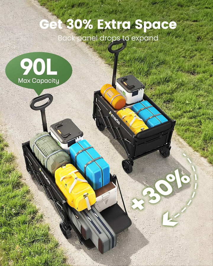 AMADA HOMEFURNISHING Bollerwagen faltbar, klappbarer Bollerwagen mit Maximalbelastung 163kg & Speich