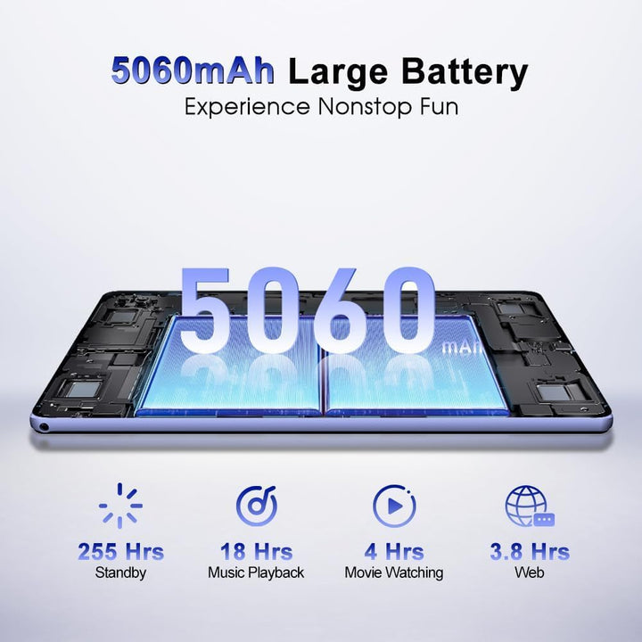 U10 Tablet 10.1 Zoll,9GB RAM + 128GB ROM/1TB TF Kinder Tablet PC,5060mAh,8MP+5MP,1280x800 HD+ IPS,2.
