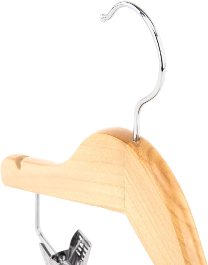 Hangerworld 12 Holz Kinderkleiderbügel 30cm Naturfarben Kinder Kleiderbügel mit Clips 12 Naturfarben