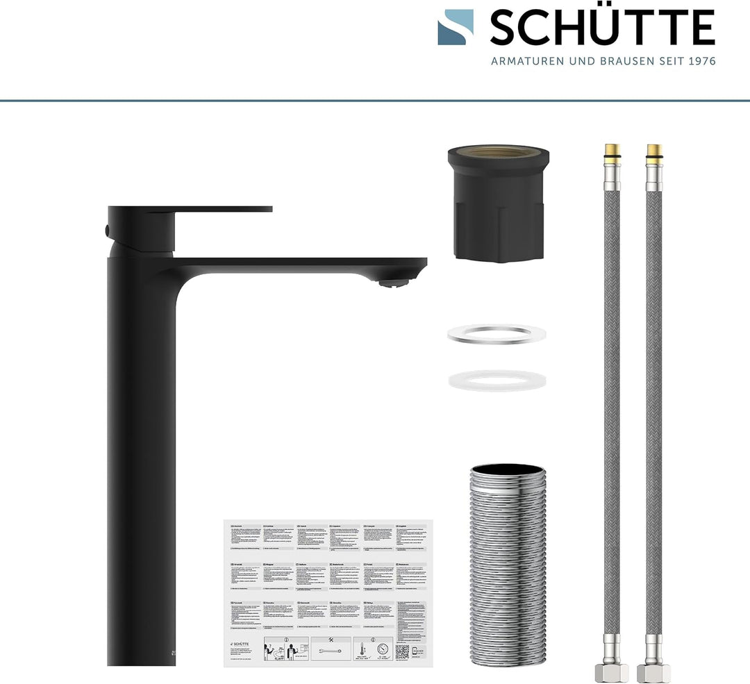 SCHÜTTE Waschtischarmatur MONTANA 32326, Wasserhahn Bad mit hohem Auslauf, Armatur Badezimmer, Einhe