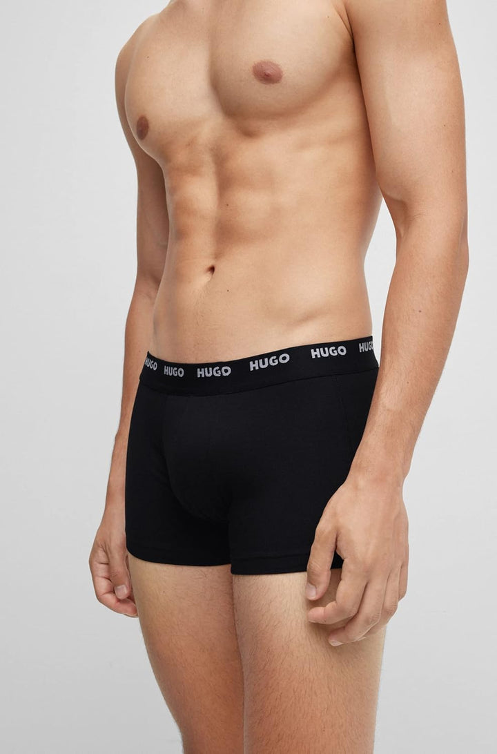 HUGO Herren TRUNK FIVE PACK Fünfer-Pack eng anliegende Boxershorts aus Stretch-Baumwolle mit kurzem