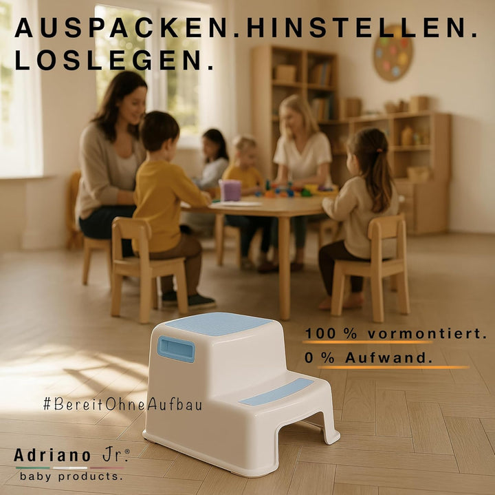 I Tritthocker Kinder I 2-Stufig Hocker I 26cm Hoch I Belastbarkeit 80kg I Gummierte Trittfläche I Ho