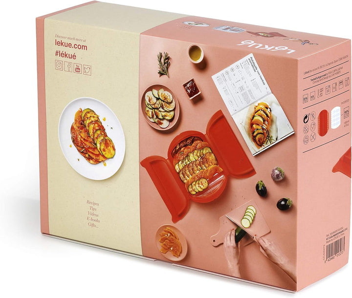 Lékué Dampfbox-Set 3,4 Personen + spanisches Rezeptbuch, 3,4 Personen