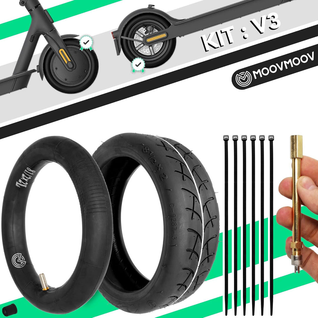 MOOVMOOV V3 Kit - e scooter Luftreifen Set 8 1/2 x2 für einfache Montage - e-scooter ersatzteile 8,5
