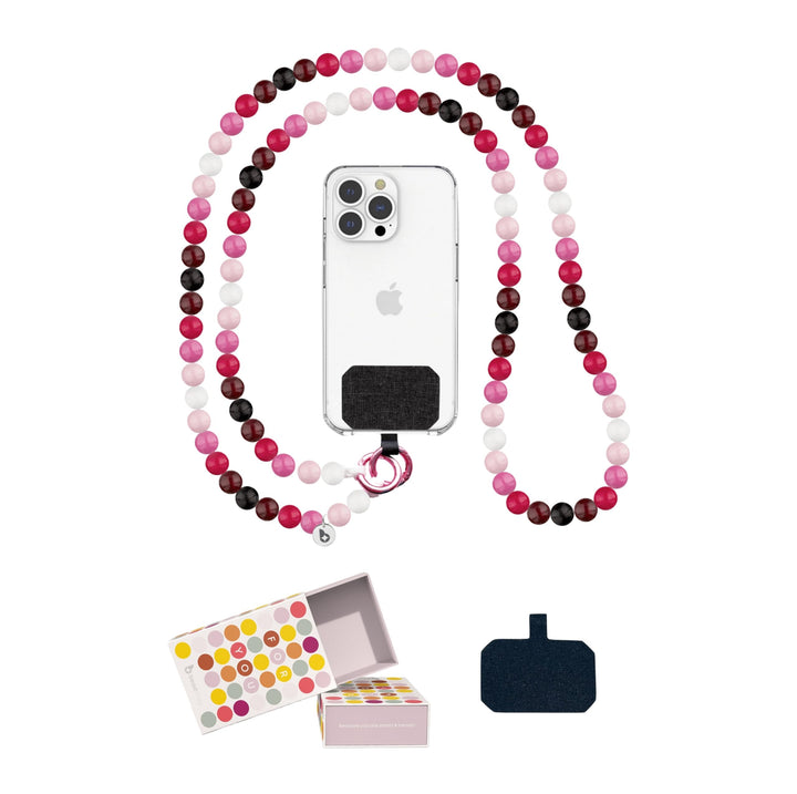 beadstars Perlen Handykette Universal zum Umhängen inkl. Patch und Geschenkbox, handgefertigt in Deu