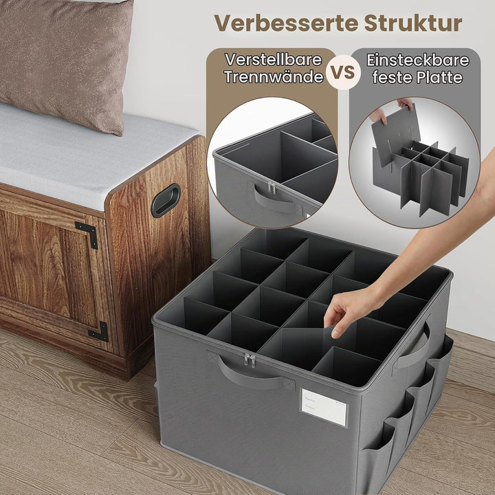 Varhomax Schuhorganizer-Box für Schrank | Stoff-Aufbewahrungsbox mit verstellbaren Trennwänden &amp; tra