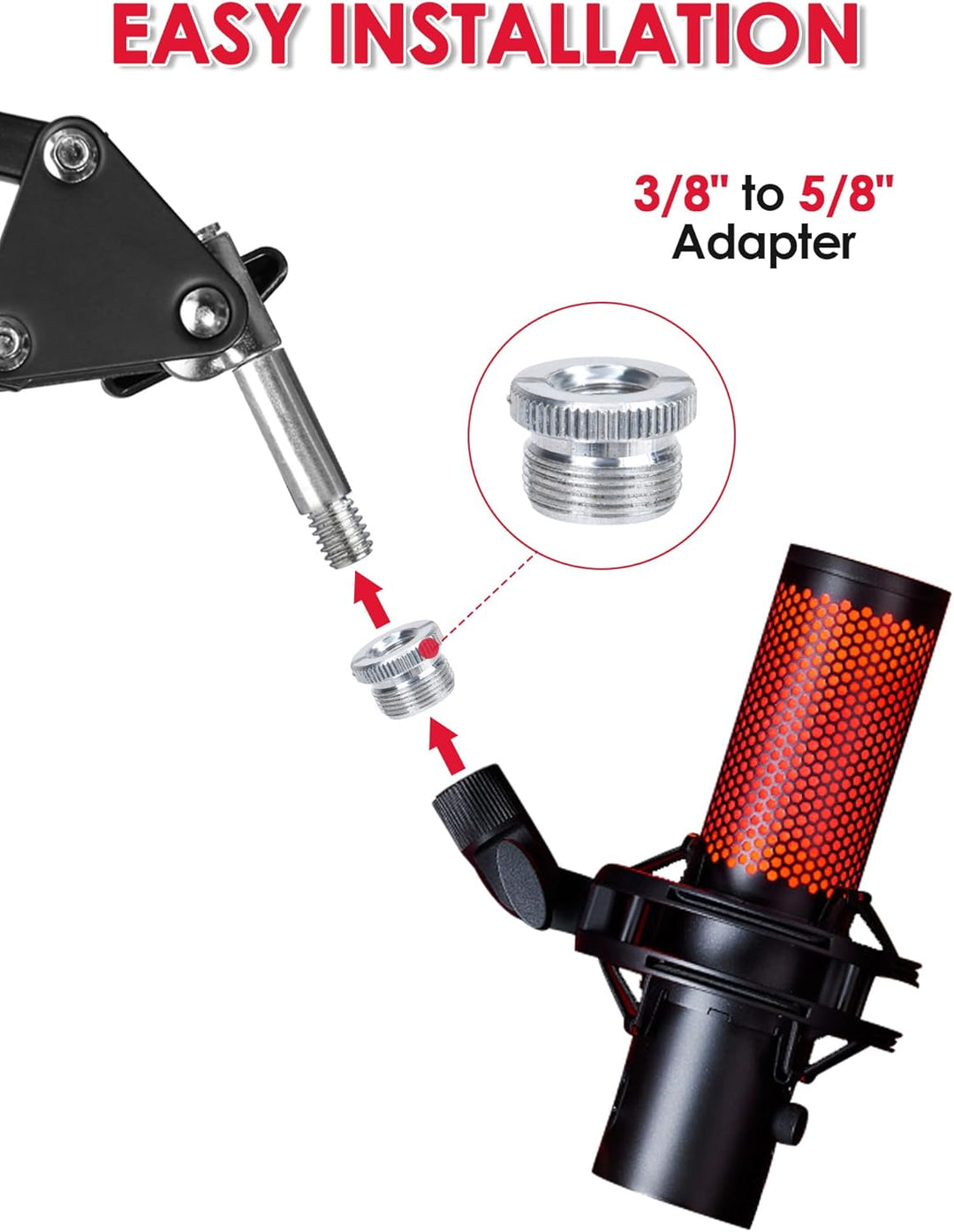 YOUSHARES Mikrofonarm für HyperX QuadCast 2/2 S - Profi Mic Arm mit Kabelklemme kompatibel mit Hyper