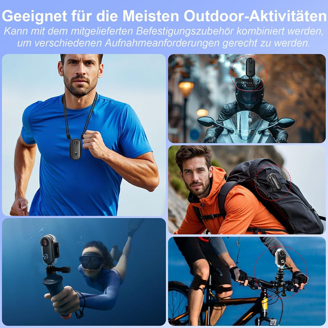 Action Kamera WiFi 4K, 170° Sport Actionkamera HD, 32G Mini Action WiFi Fahrrad Motorrad Helmkamera,