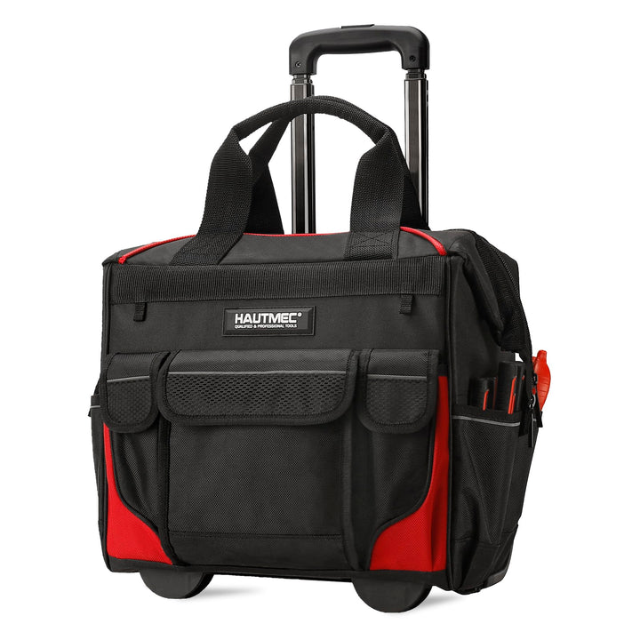HAUTMEC Professional 37cm Wide Mouth Rolling Tool Storage Organizer Bag mit Teleskopgriff und übergr