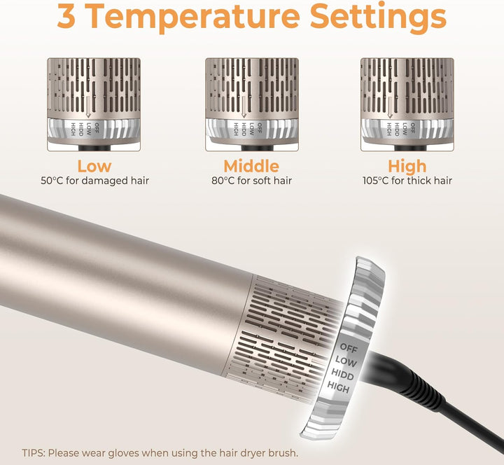 Haarstyler 6 in 1, 1000w Hairstyler Air Styler Pro Föhn Haarstyling Geräte, Rundbürstenföhn Ionen Lo