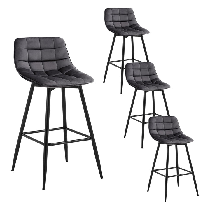 WOLTU 4er Set Barhocker Barstuhl Hocker Tresenhocker Bistrohocker Design Stuhl Samt Metall Dunkelgra