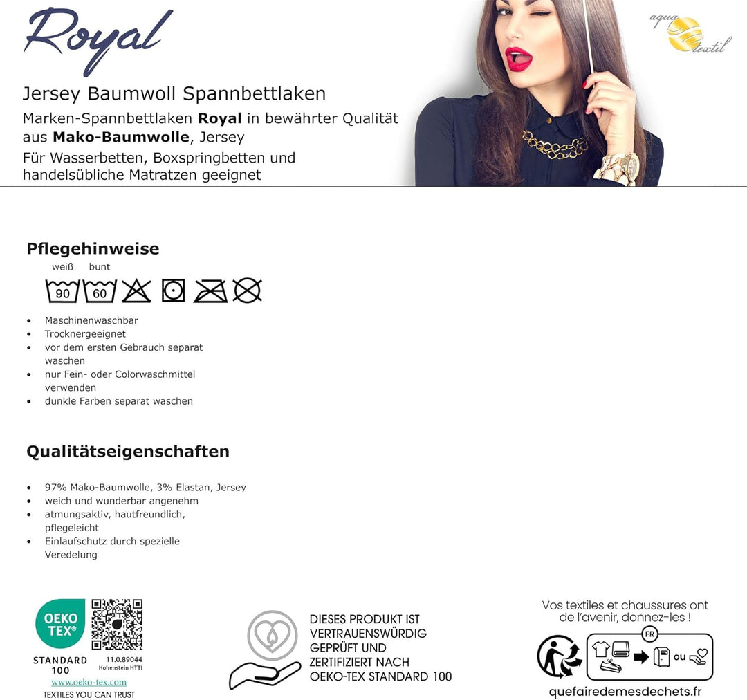 aqua-textil Royal Spannbettlaken Boxspringbett Wasserbett rund Ø ca. 245 cm dunkel grau 210g/qm Jers