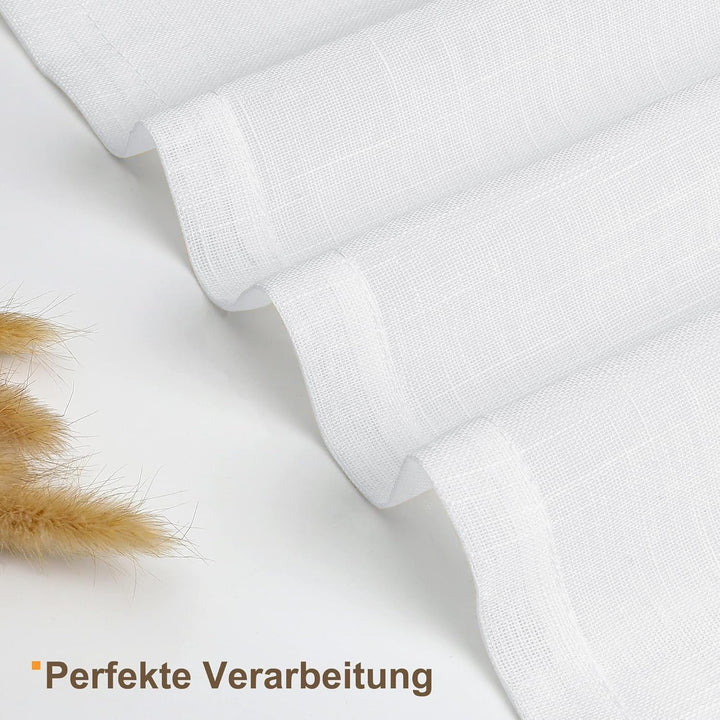 CUCRAF Leinenoptik Weiss Voile Vorhänge mit Ösen Halbtransparent Gardine für Schlafzimmer Wohnzimmer