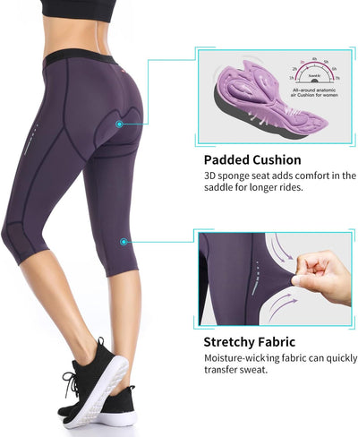 Santic Damen 3/4 Radhose Radsportshorts Gepolstert Fahrradhose Frauen Radsport-Leggings Tights Sitzp