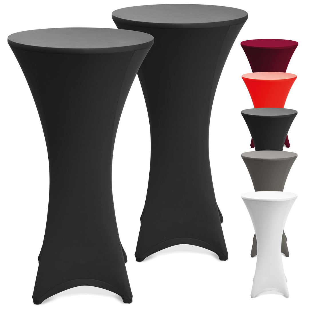 Beautissu 2er Set Stretch Stehtisch Husse Schwarz Ø 80-85 cm Stella – Verstärkung im Fussbereich & 4