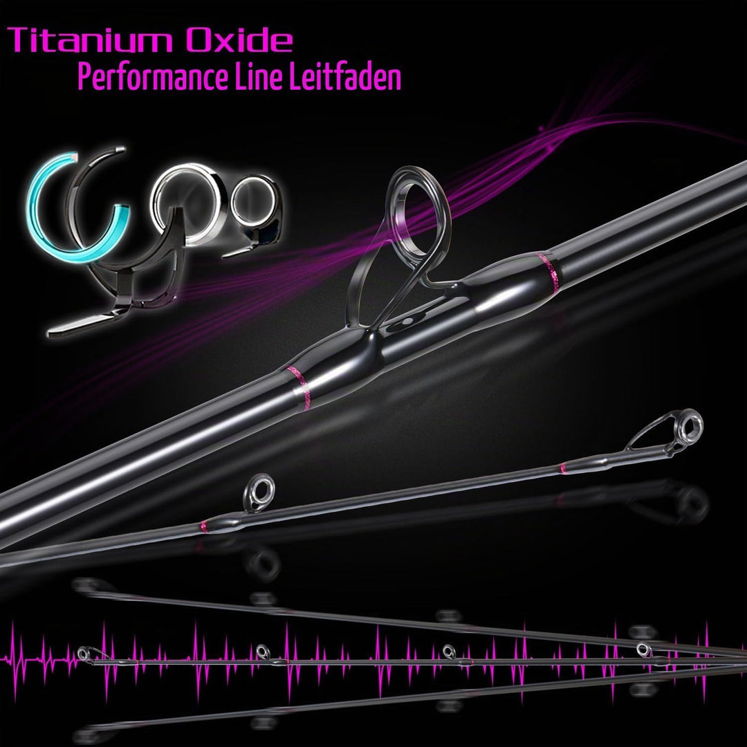 Sougayilang MX-2 Wurfangelrute und Baitcastrolle Combo, 1,8m/2,1m Baitcaster Combo - Raubfisch-Angel