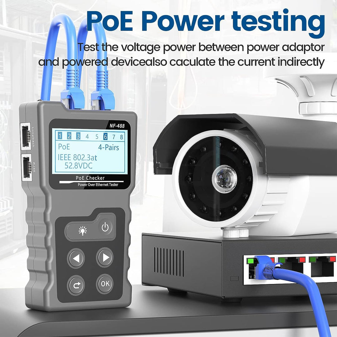 NF-488 Netzwerk RJ45 Tester mit LCD Display, Zur Überprüfung des Kurzschluss, Quer & Unterbrechungsz