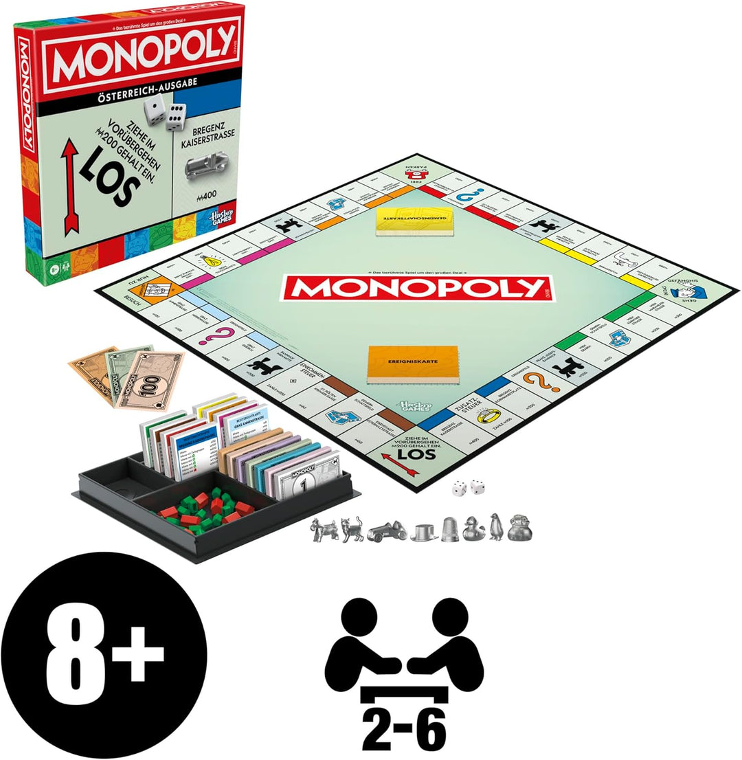 Monopoly Brettspiel mit Aufbewahrungsfach und grösseren Spielfiguren - Deutsche Fassung