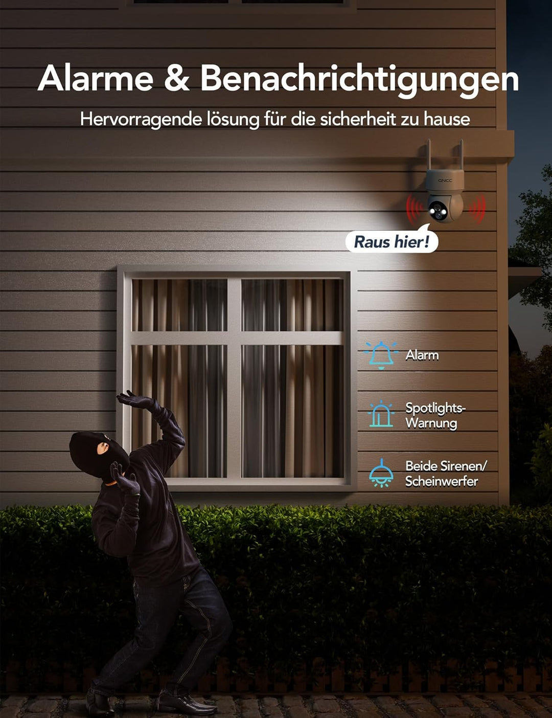 GNCC Solar Überwachungskamera Aussen Akku, 1080P Outdoor WLAN Kamera Überwachung Aussen mit Farb-Nac