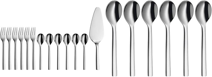 WMF Nuova Obst-/ Kuchenbesteck 13-teilig, für 6 Personen, Kaffeelöffel, Kuchengabel, Tortenheber, Cr