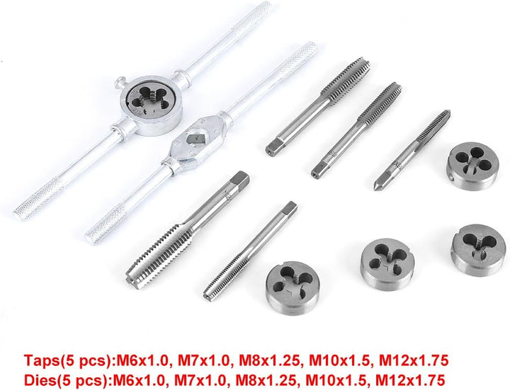 Gewindeschneider Gewindebohrer Set Schraubenschlüssel M6 M7 M8 M10 M12 Matrizen Handwerkzeugsatz für