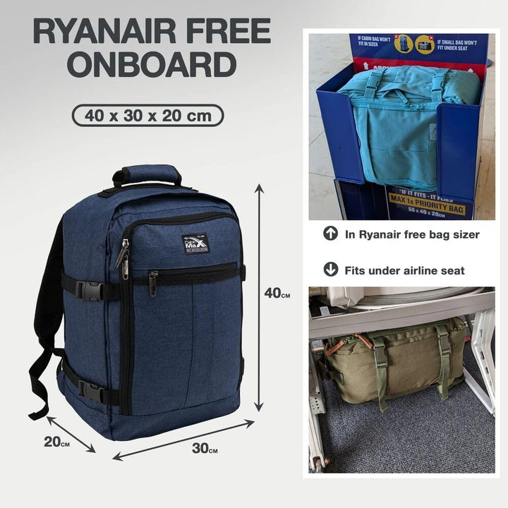 Cabin Max Metz - 40x30x20 Rucksack Ideales WIzzair Handgepäck und Reiserucksack für Flugzeug, Reiset
