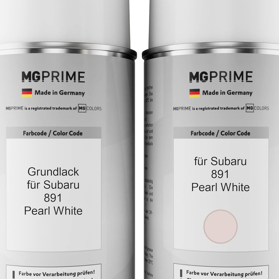 MG PRIME Autolack Sprühdosen Set für Subaru 891 Pearl White Grundlack Basislack Klarlack Spraydose 4