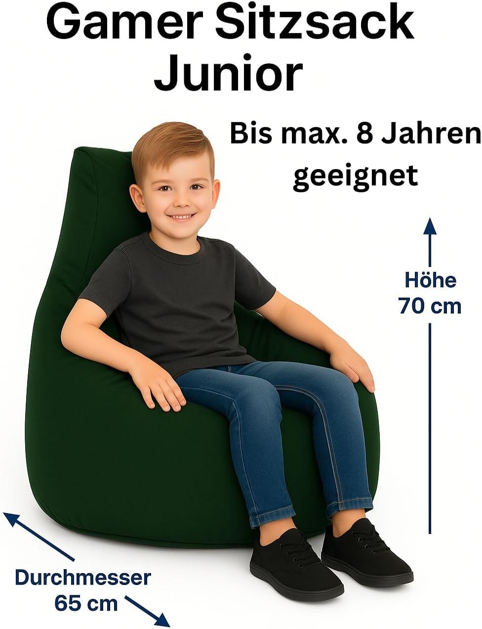 PATCH HOME Gamer Kissen & Lounge Sitzsack – befüllbar mit Reissverschluss, gefüllt mit Styropor, gee