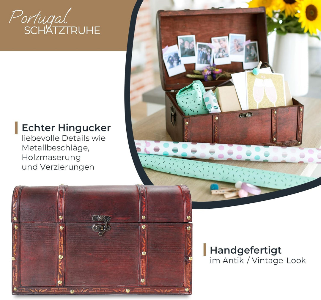HMF 6406-140 Schatztruhe aus Holz | 40 x 30 x 25 cm | Gross | Portugal L Portugal, L Portugal