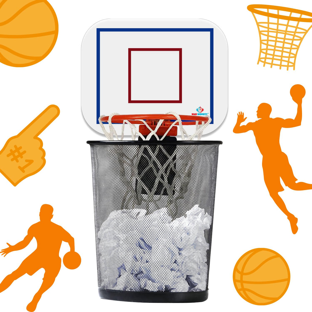 Mad Monkey Basketballkorb Mülleimer - Lustiger Papierkorb für Jugendzimmer oder Büro - Basketball Mü