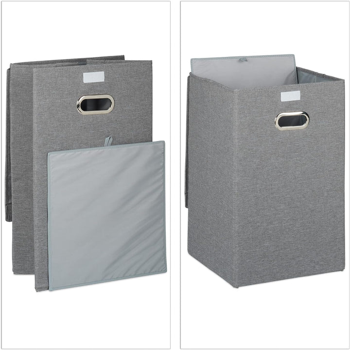 Relaxdays Wäschekorb 2er Set, faltbare Wäschesammler mit Deckel, Wäschetruhe eckig, 62 L, 55,5 x 35,