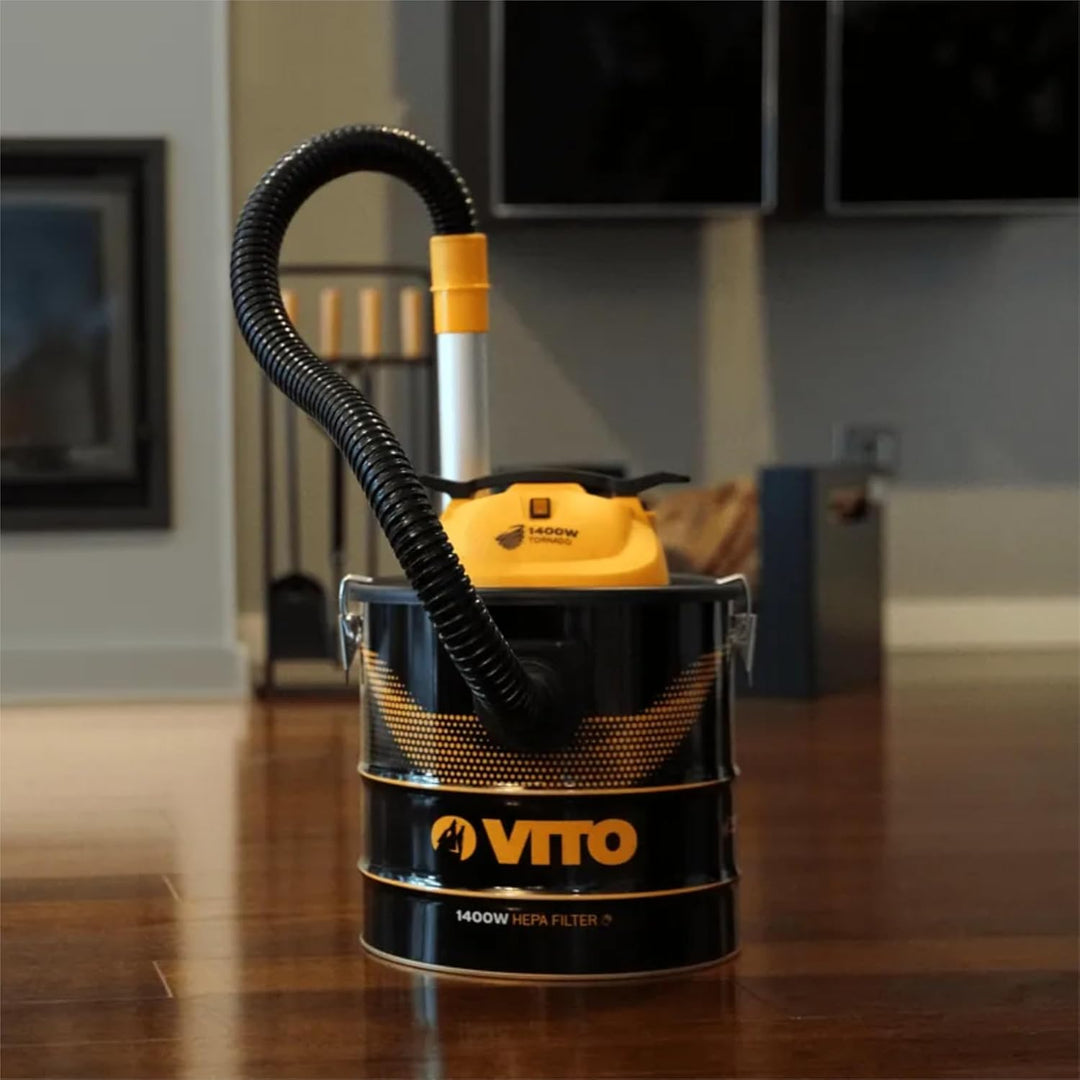 VITO Pro Power Aschesauger 1400W - 18 L bis 50° - für Kamin, Grill, Ofen - HEPA Filter mit EasyClean