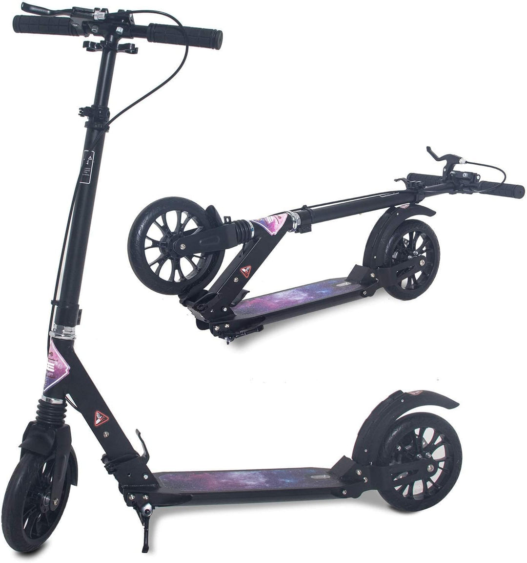 ISE Big Wheel Scooter Tretroller 200mm Roller Cityroller Klappbarer Scooter mit 2 Räder,Handbremse f