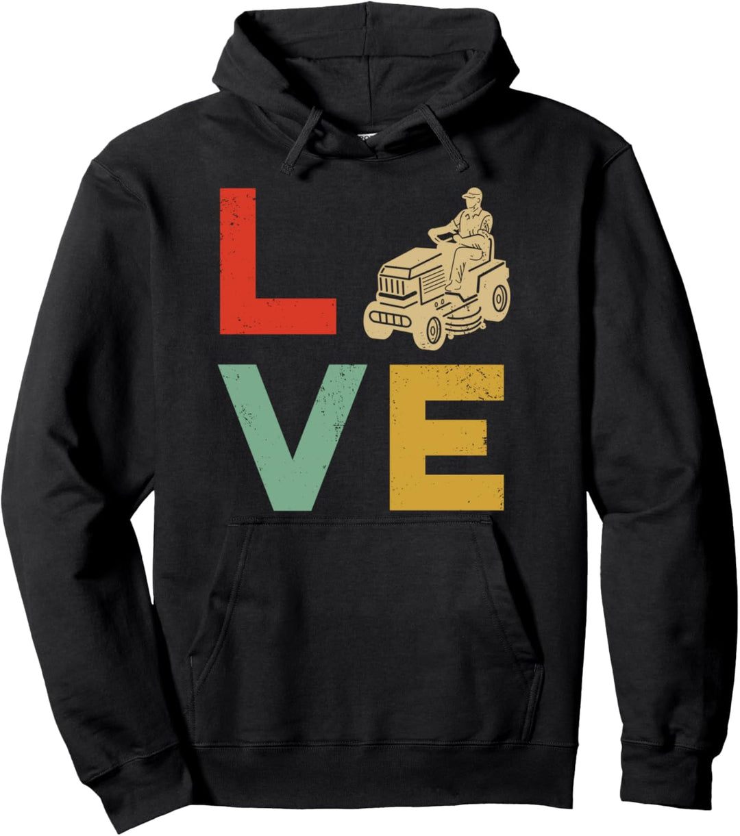 Lustige Rasenmäher Mähen Liebe Hof Arbeit Vintage Rasen Trak Pullover Hoodie