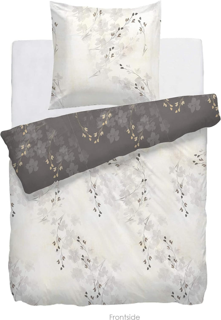 HNL Living Porana Bettwäsche mit Velvet Touch 135x200 + 1x 80x80 Taupe