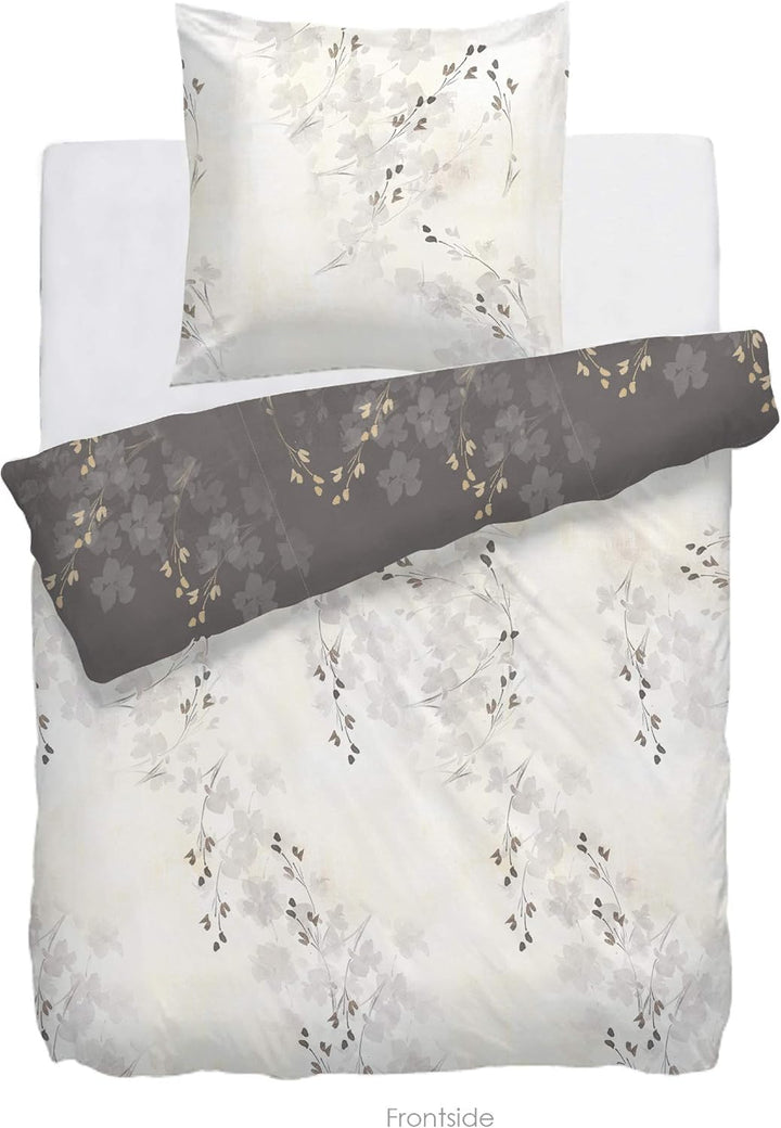 HNL Living Porana Bettwäsche mit Velvet Touch 135x200 + 1x 80x80 Taupe