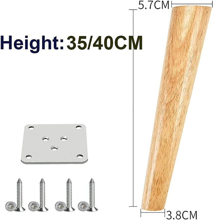 Qrity Möbelfuss Holz, 4 Stück 40cm Holzfüsse Möbelfüsse Sofafüsse mit Montageplatten & Schrauben für