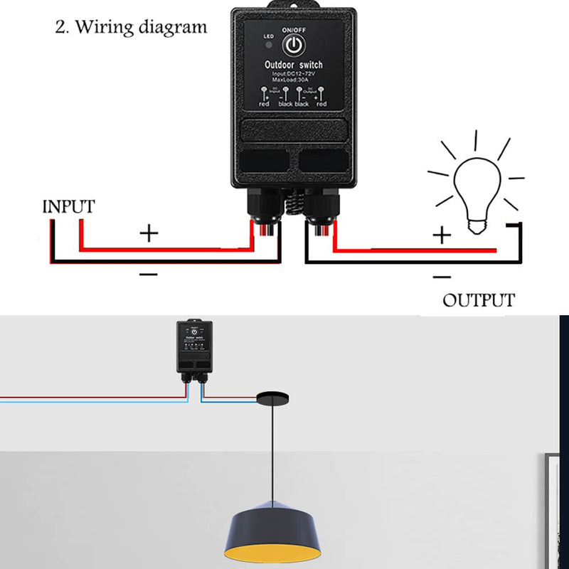 WOODGUILIN Drahtloser Fernbedienung Schalter,12V Funkschalter,DC12V/24V/48V/72V 30A Relais Drahtlose