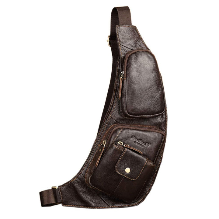 Hebetag Leder Sling Bag Wandern Daypack für Männer Frauen Braun, Braun