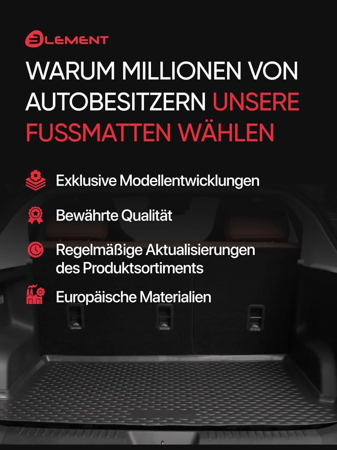 Element Passform Antirutsch Kofferraummatte Kofferraumwanne passend für BMW 2er Active Tourer (F45)