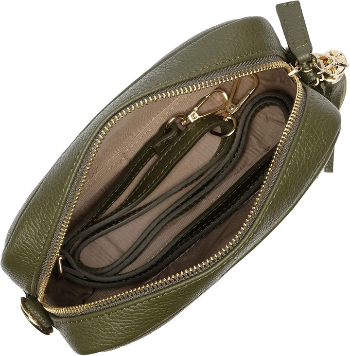 Elie Beaumont Ledertasche Echtleder in Olive mit abnehmbaren Lederriemen und zusätlichem Tragegurt z