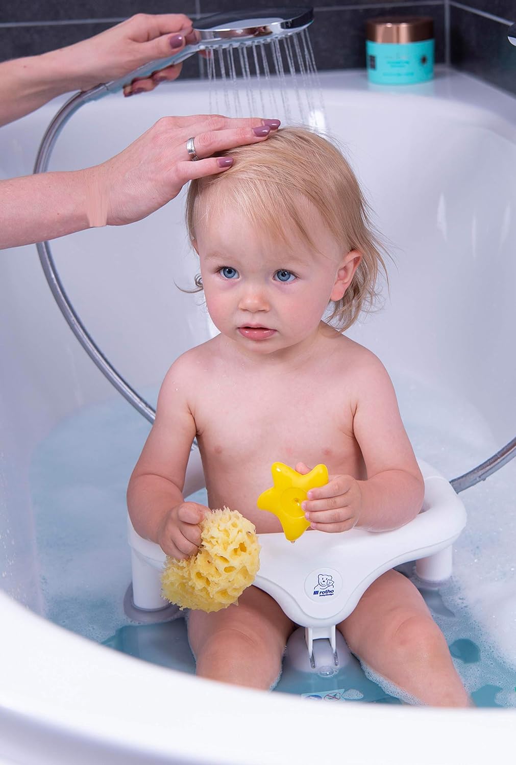 Rotho Babydesign Badesitz, mit Scharnierring und Kindersicherung, 7-16 Monate, bis zu 13 kg, BPA-, 3