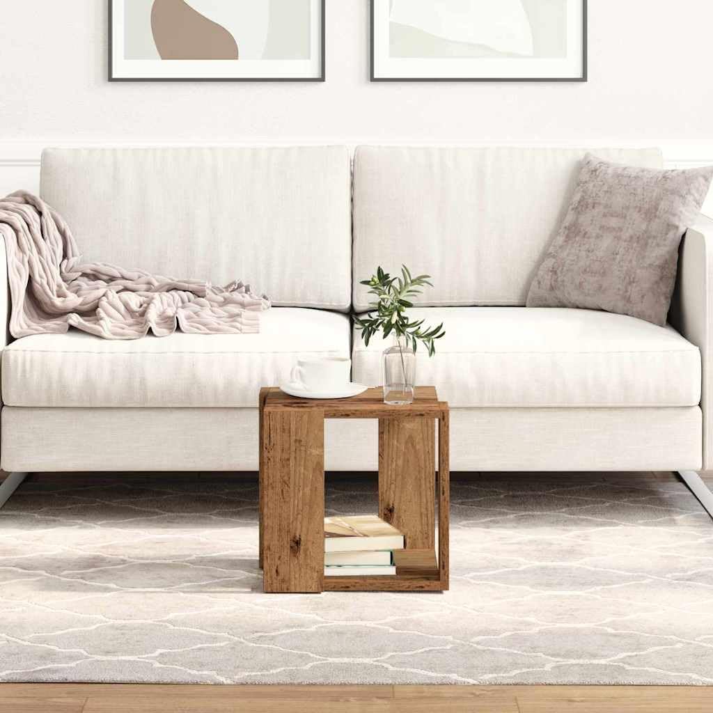 vidaXL Couchtisch Altholz 32 x 32 x 30 cm Holzwerkstoff, Stilvoller Couchtisch für das Wohnzimmer, m